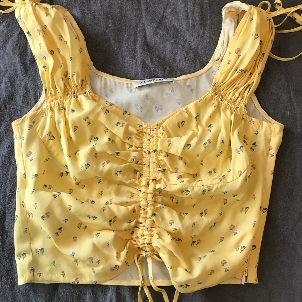 Jill Stuart Floral Print Square Neckline Crop Top